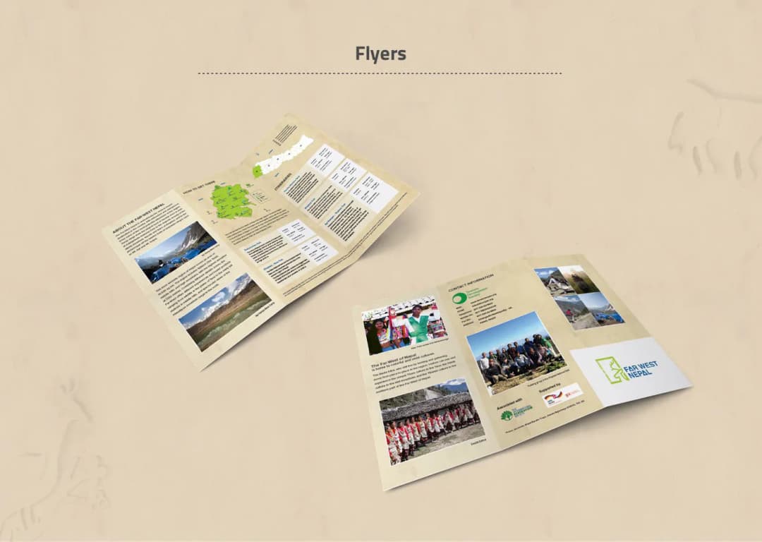 Trifold flyers showing the regional map, itineraries and travel information