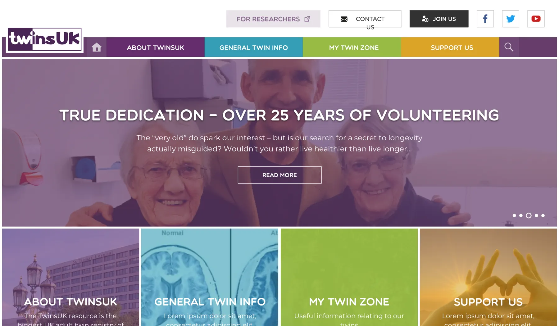 TwinsUK home page, screenshot