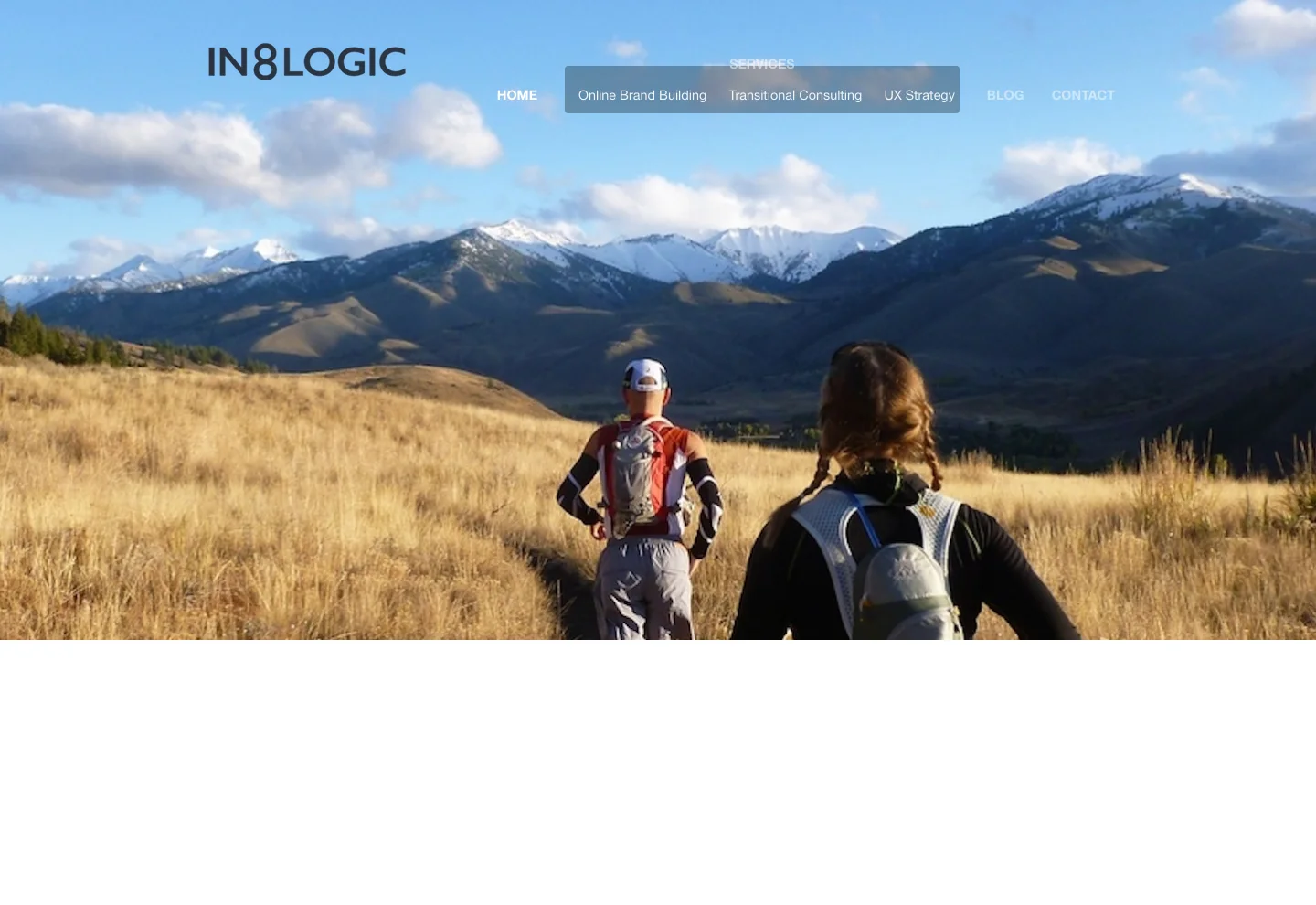 IN8LOGIC's 2016 website, its name over hikers on a mountain trail.